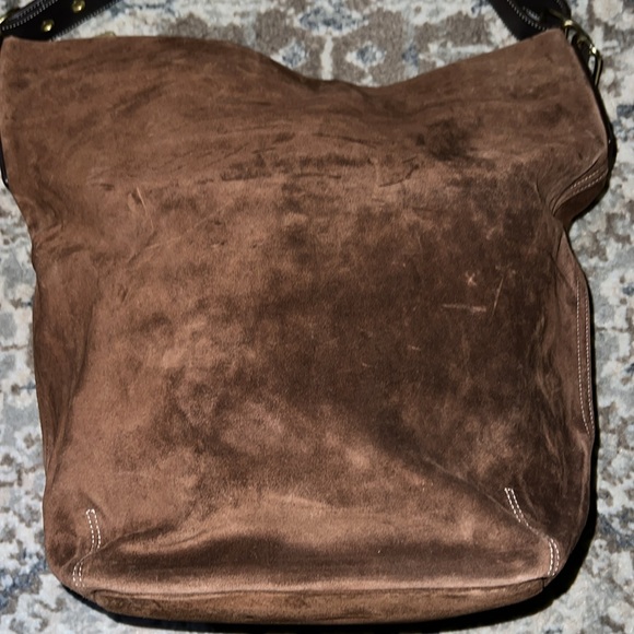 COACH 9196 VINTAGE LEGACY SAC CHOCOLATE BROWN SUEDE LEATHER XL BUCKET/DUFFLE - Picture 3 of 16